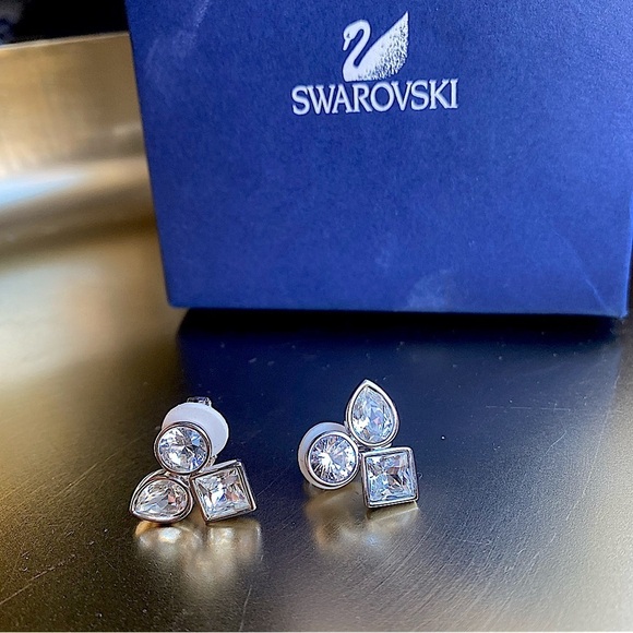 Swarovski Jewelry - Swarovski silver tone clip on earrings